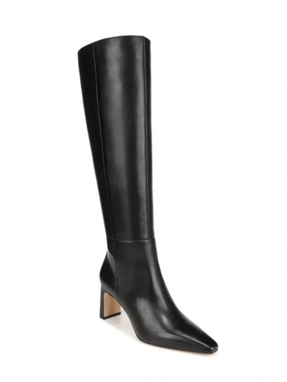 MUCCCUTE Classic Black Over-the-Knee Leather Boots with Block Heel